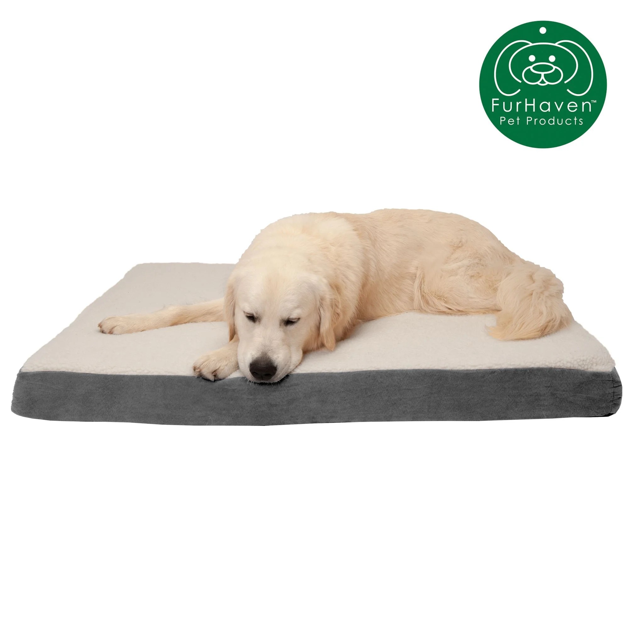FurHaven Pet Dog Mattress Deluxe Orthopedic Sherpa Pet Bed Mattress for Dogs & Cats, Gray