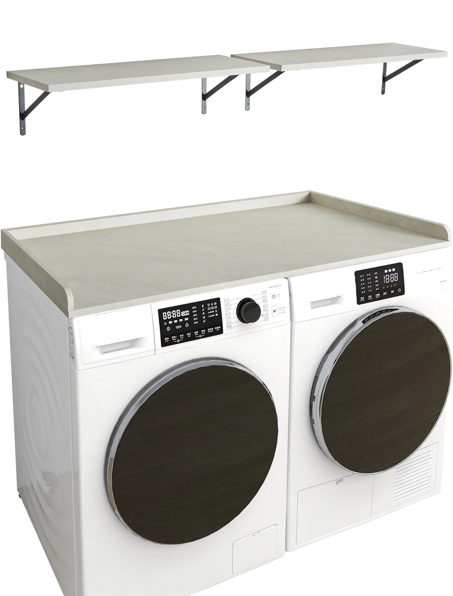 Washer Dryer Countertop and Shelves Set, Melamine Countertop with Edge