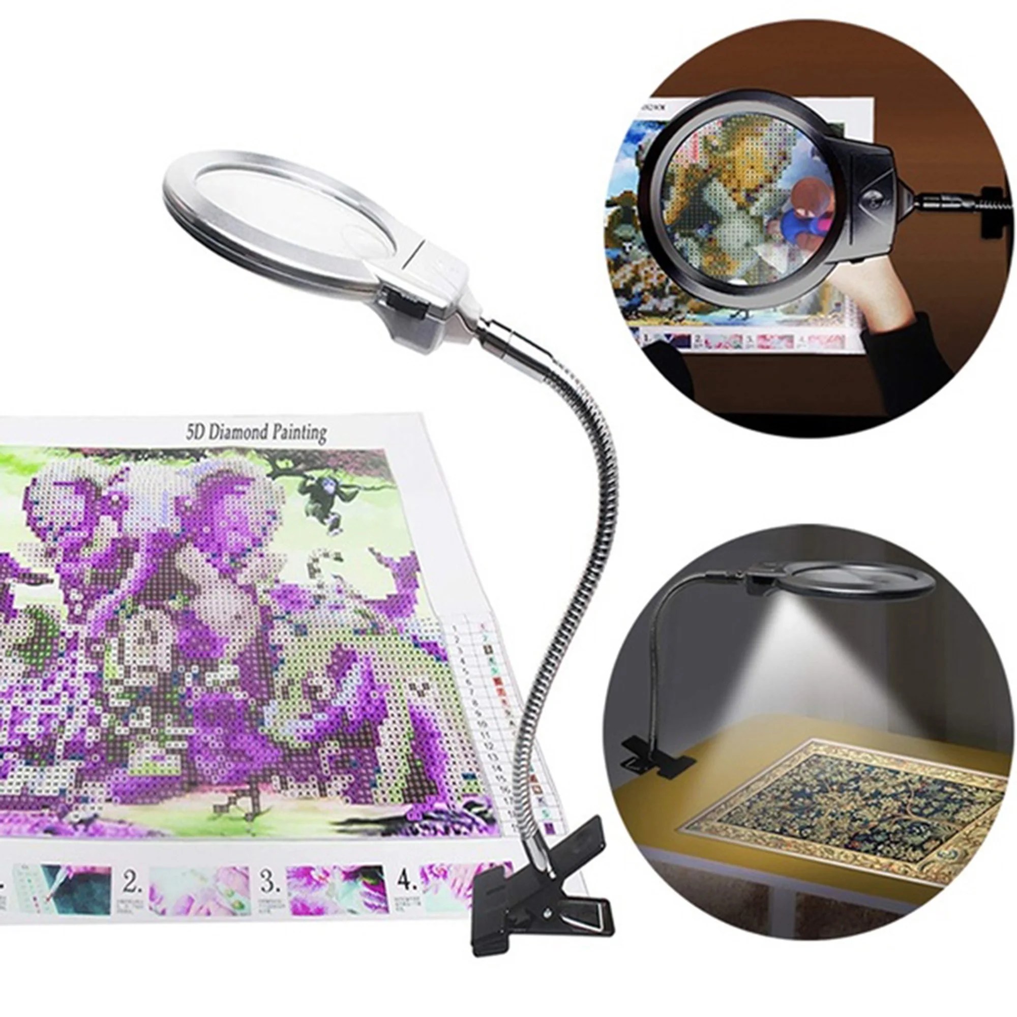 SAYFUT 2.25x 5x LED Lighted Magnifier with Stand, Folding Design with 2 LED Lamp and Jumbo 8.5cm
