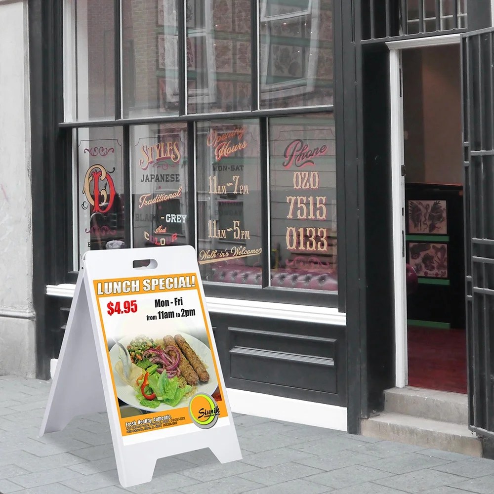 Portable Foldable AFrame DoubleSided PVC Sign Board Stand