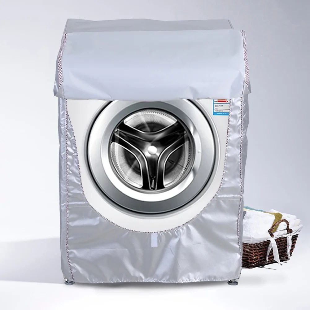 Mgaxyff Silver Washing Machine Cover Waterproof Sunscreen Cover Front Mgaxyff Silver Washing Machine Cover Waterproof Sunscreen Cover Front