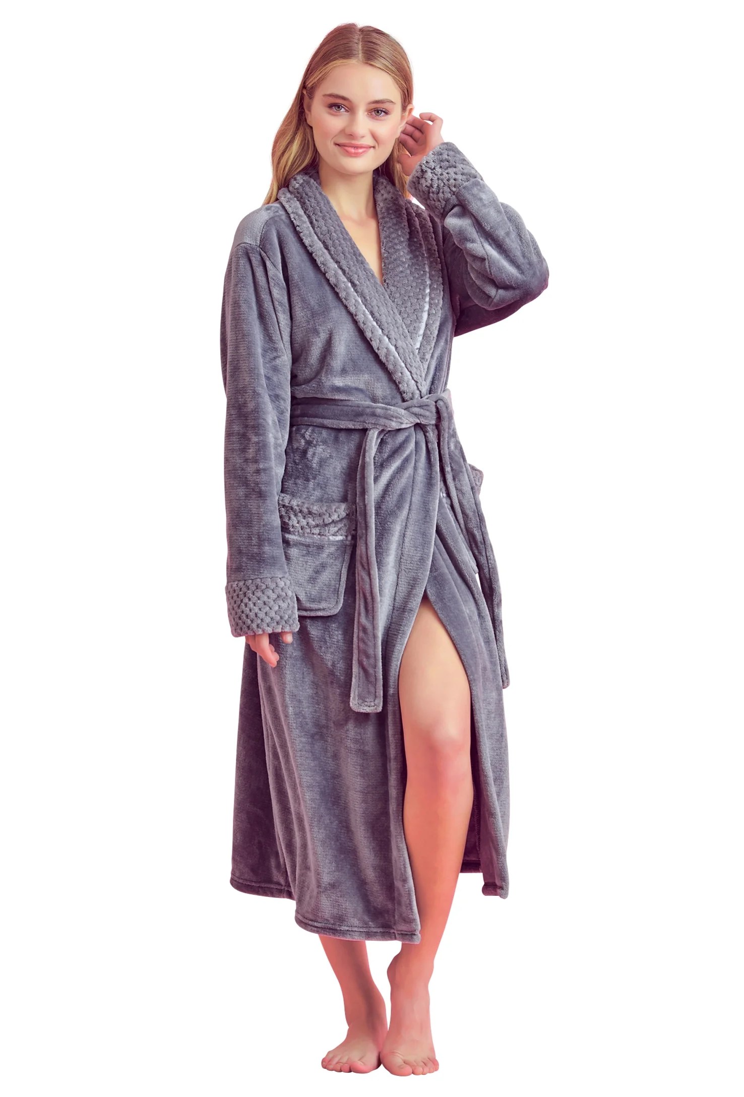 Women’s Comfortable Fleece Bathrobe Plush Soft Robe for Women