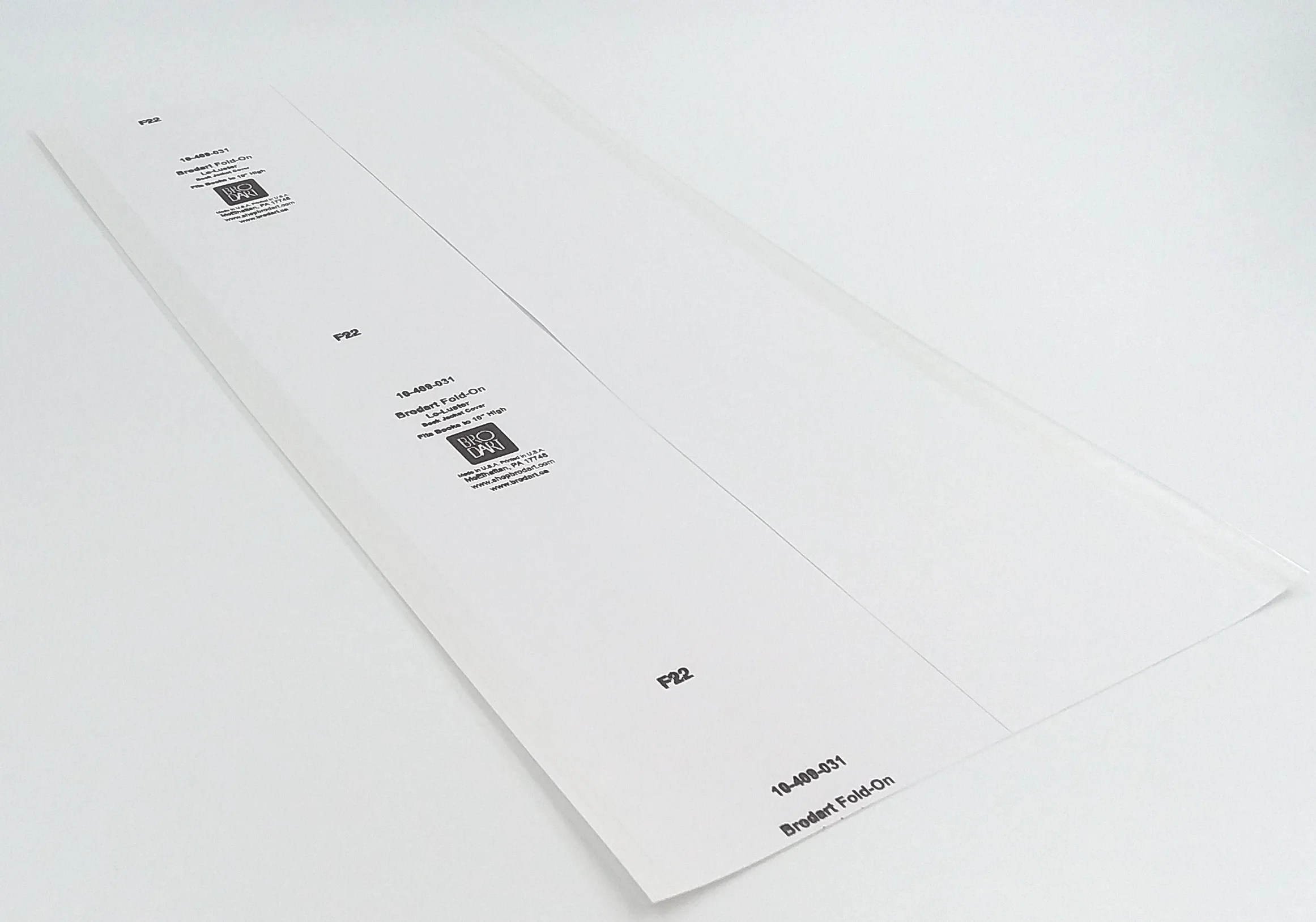 50 (fifty) sheets Brodart FoldOn LoLuster Book Jacket Covers 10" x