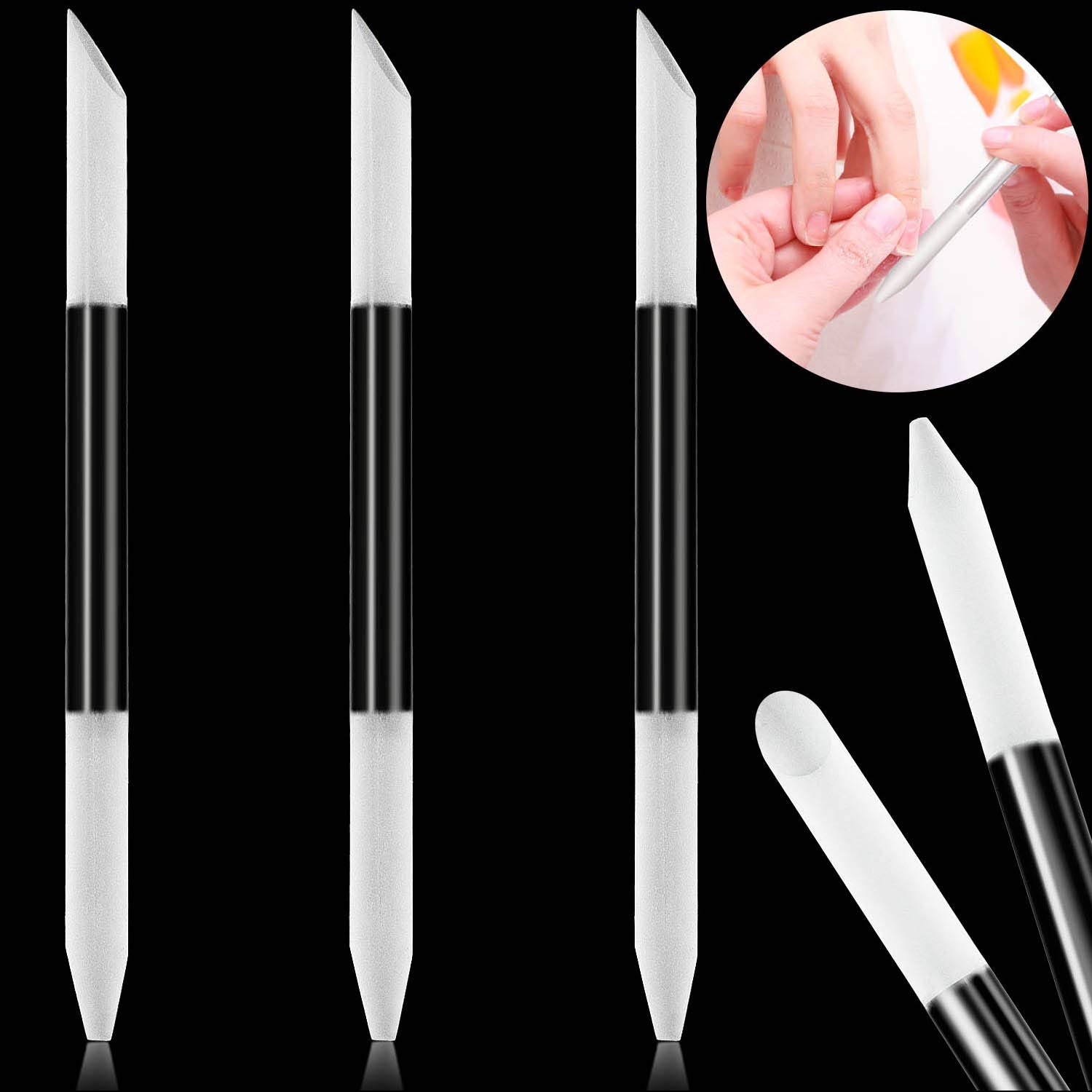 3 Pieces Glass Cuticle Pusher Cuticle Remover Glass Nail File Dual