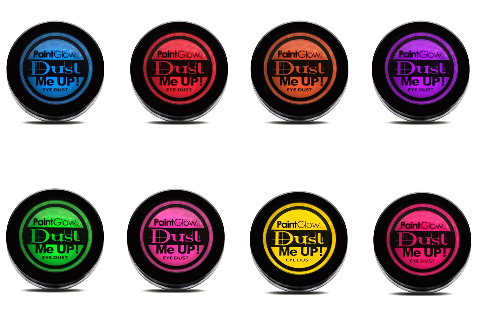 PaintGlow UV Blacklight Reactive Eye Dust (8 Piece Variety Pack