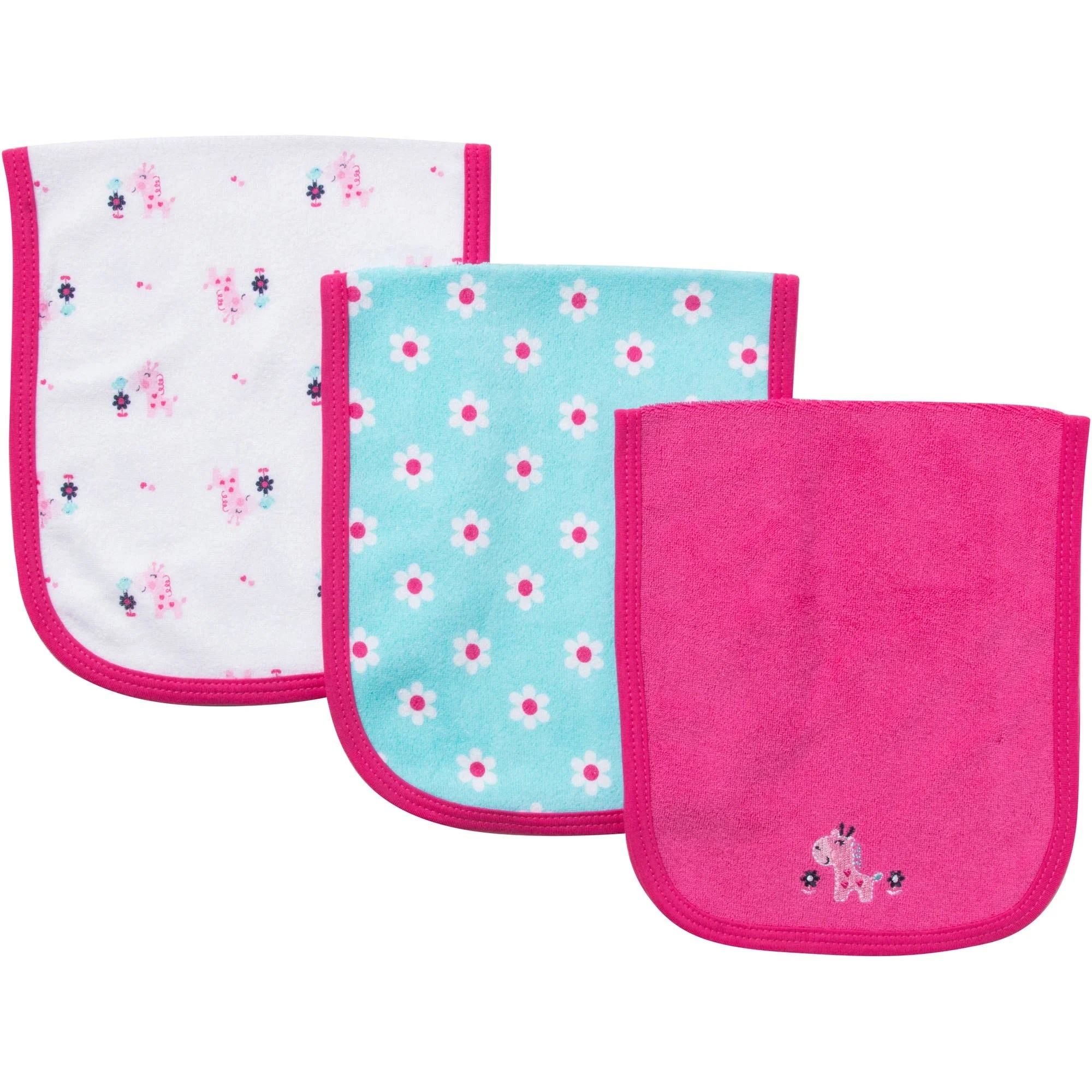 Gerber Newborn Baby Girl Terry Burp Cloths, 3Pack