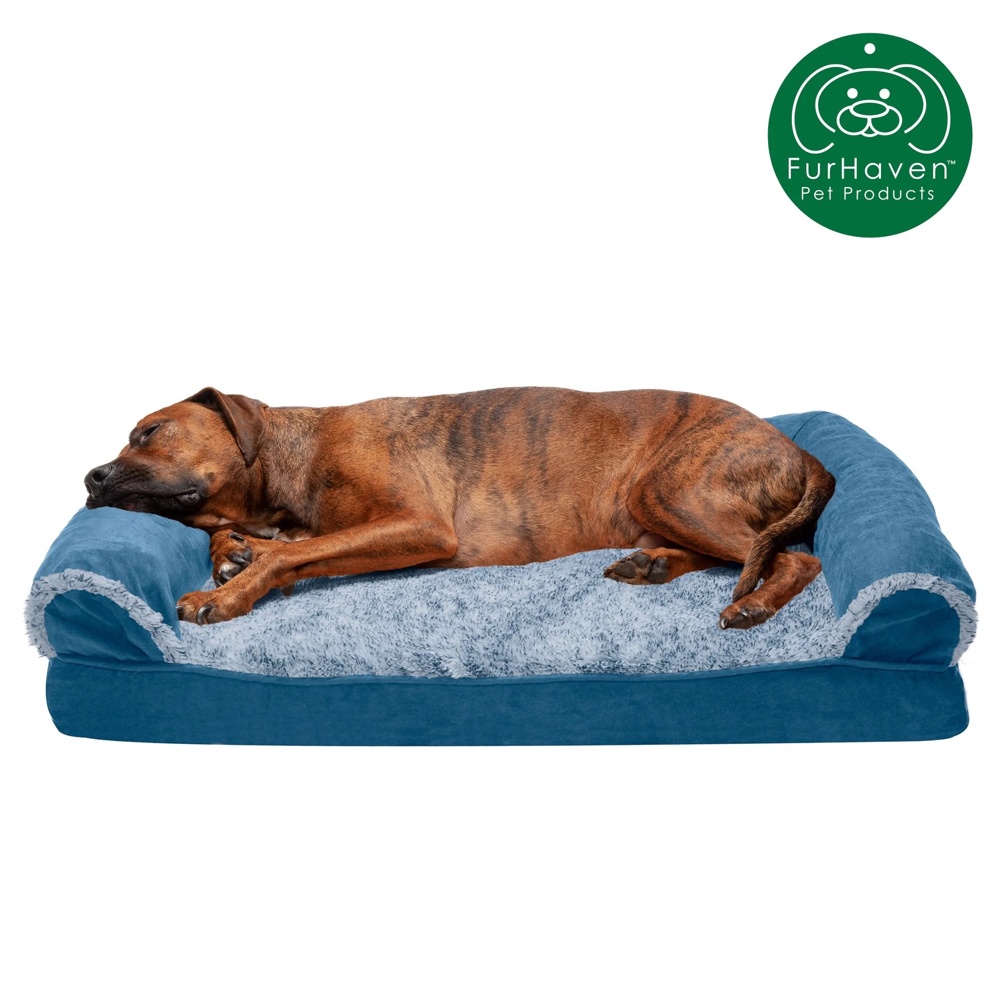 FurHaven Pet Dog Bed Cooling Gel Memory Foam Orthopedic TwoTone Faux