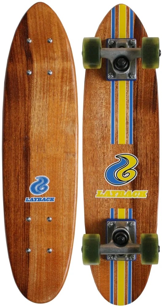 70'S SKATEBOARD CRUISER Layback Mahogany 6 x 23 BLUE/YELLOW Walmart