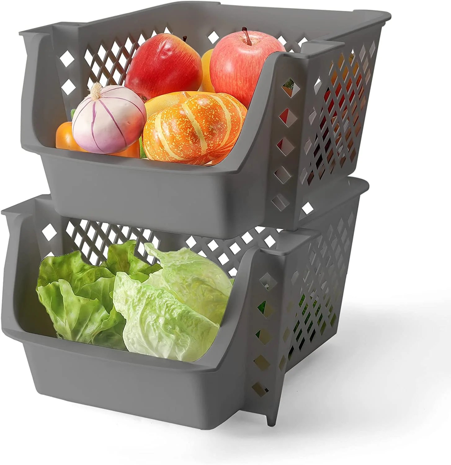 Jiaro Stackable Storage Bins 2 Pack, Closet Organizer Plastic Bins