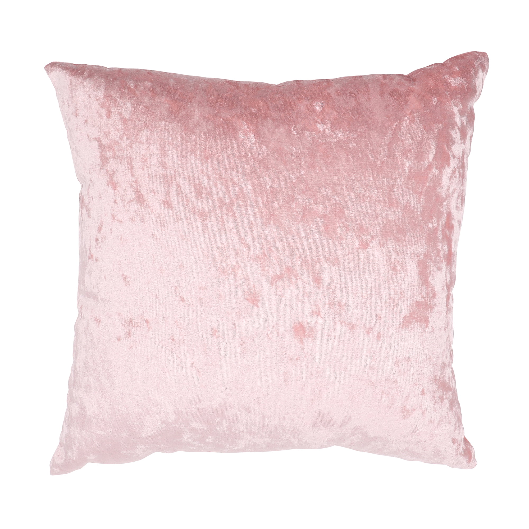 Mainstays Crushed Velvet Square Decorative Throw Pillow, 18" x 18", Blush Pink