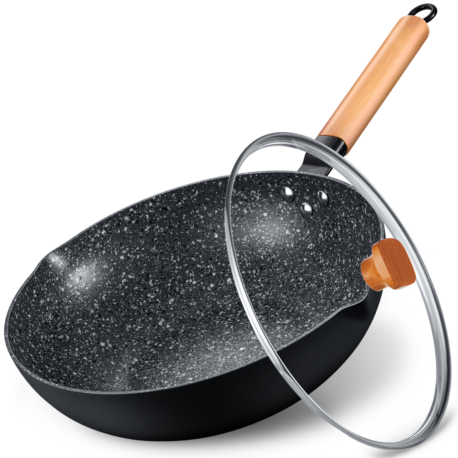Chef's Pans Kitchen Cookware Stone Earth Frying Pan with with 100 APEO