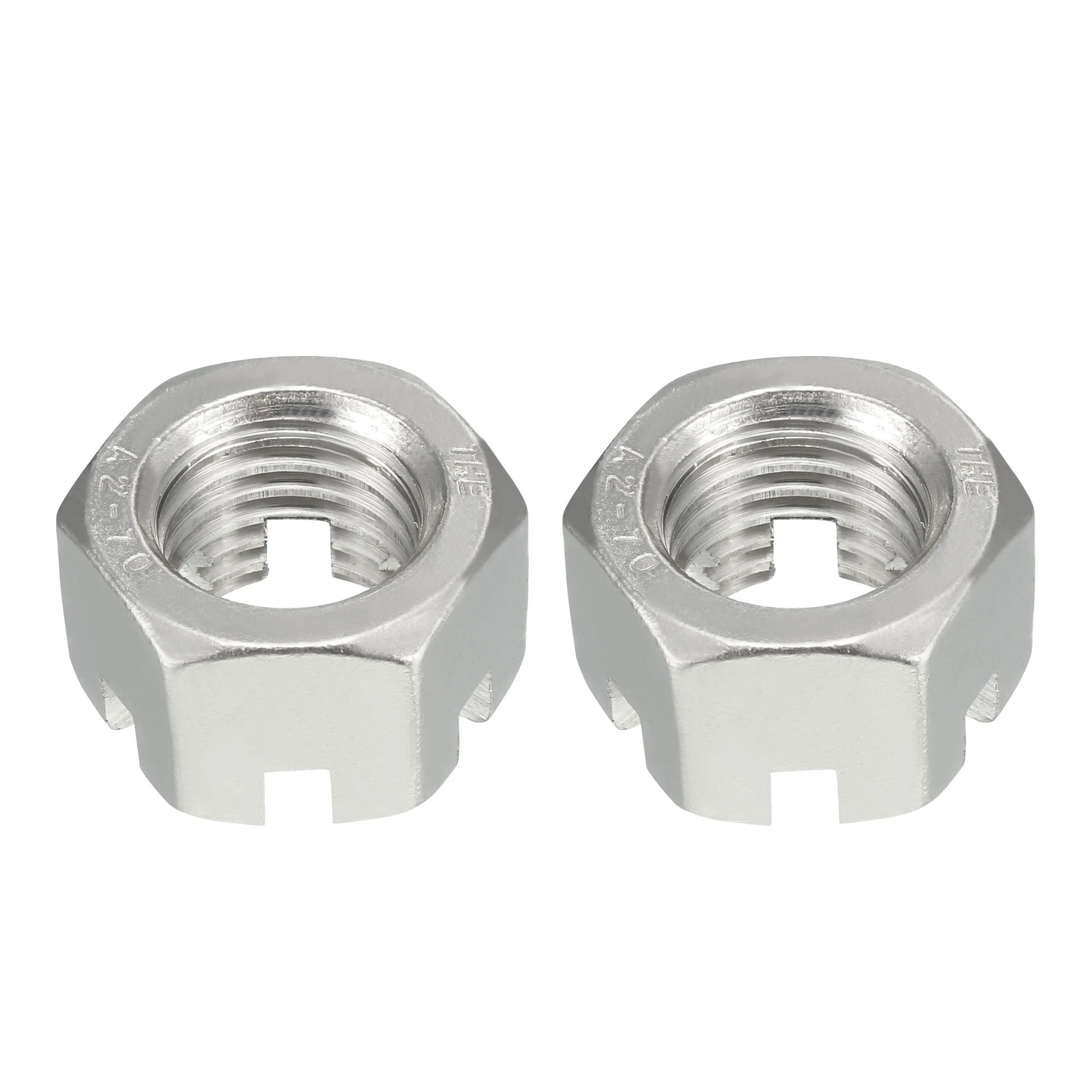 M20 x 2.5mm Pitch 304 Stainless Steel Slotted Hex Nuts Pack of 2