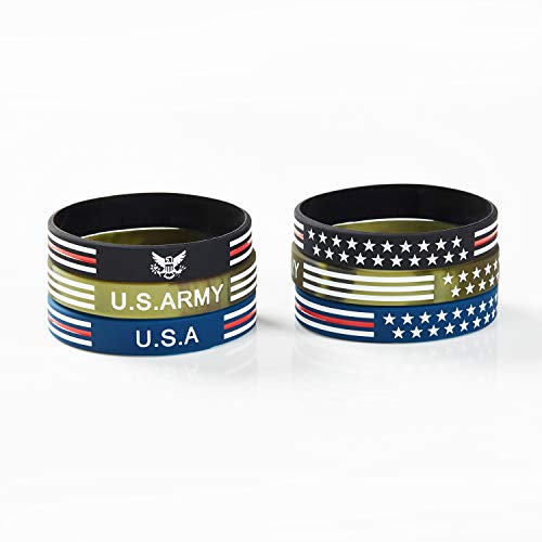 BRANDWINLITE Silicone Rubber Wristbands Bracelet with American Flag