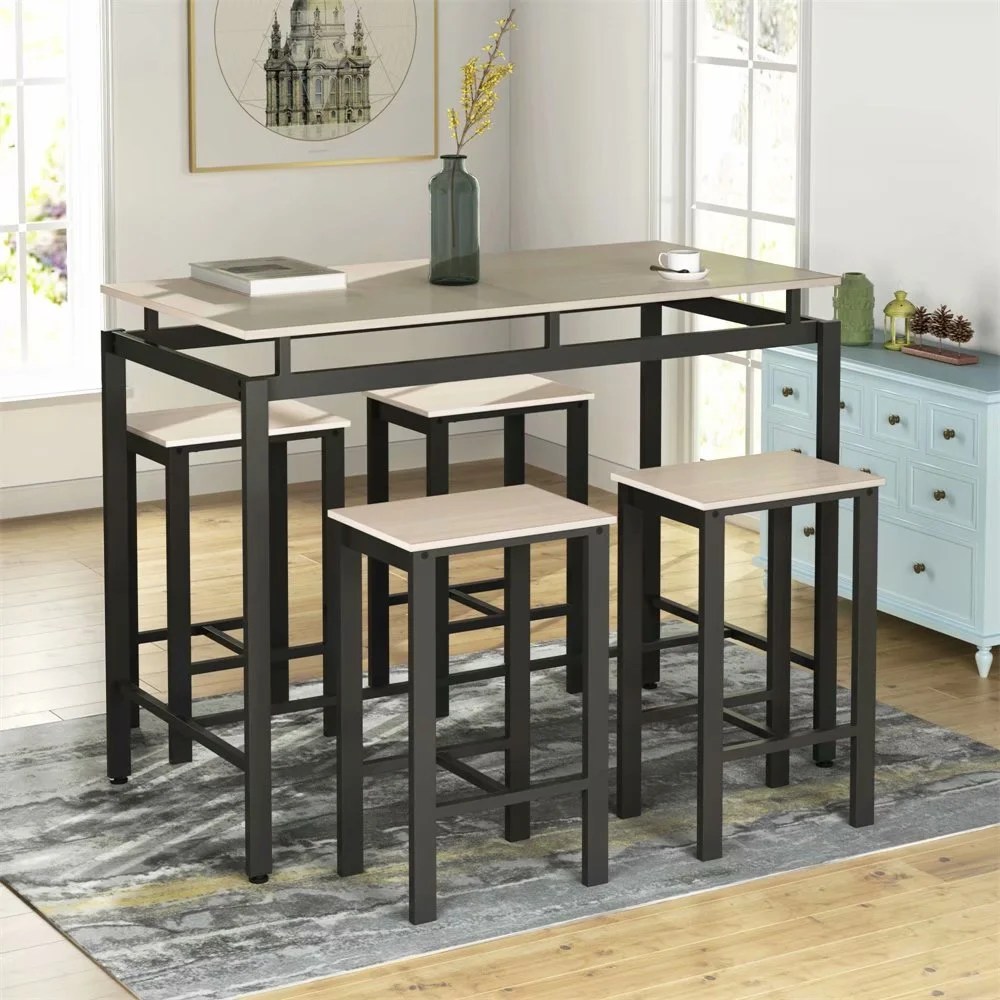 5 Piece Dining Set with 4 Chairs, Patio Dining Set Counter Height Table 5 Piece Dining Set with 4 Chairs, Patio Dining Set Counter Height Table