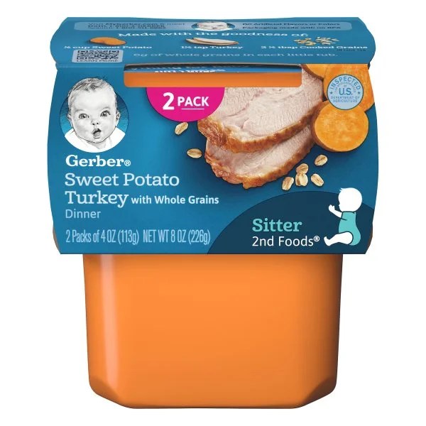 (2 Pack) Gerber Stage 2, Sweet Potato Turkey with Whole
