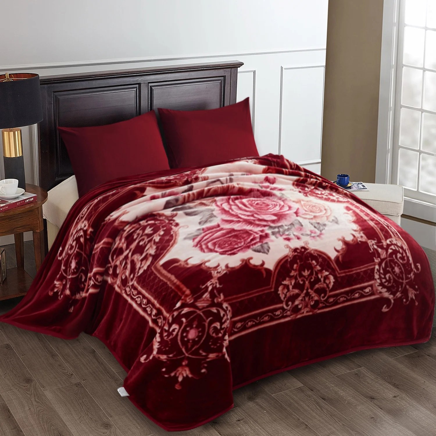 JML Queen Size Warm Fleece Bed Blanket Reversible Thick Mink Blanket