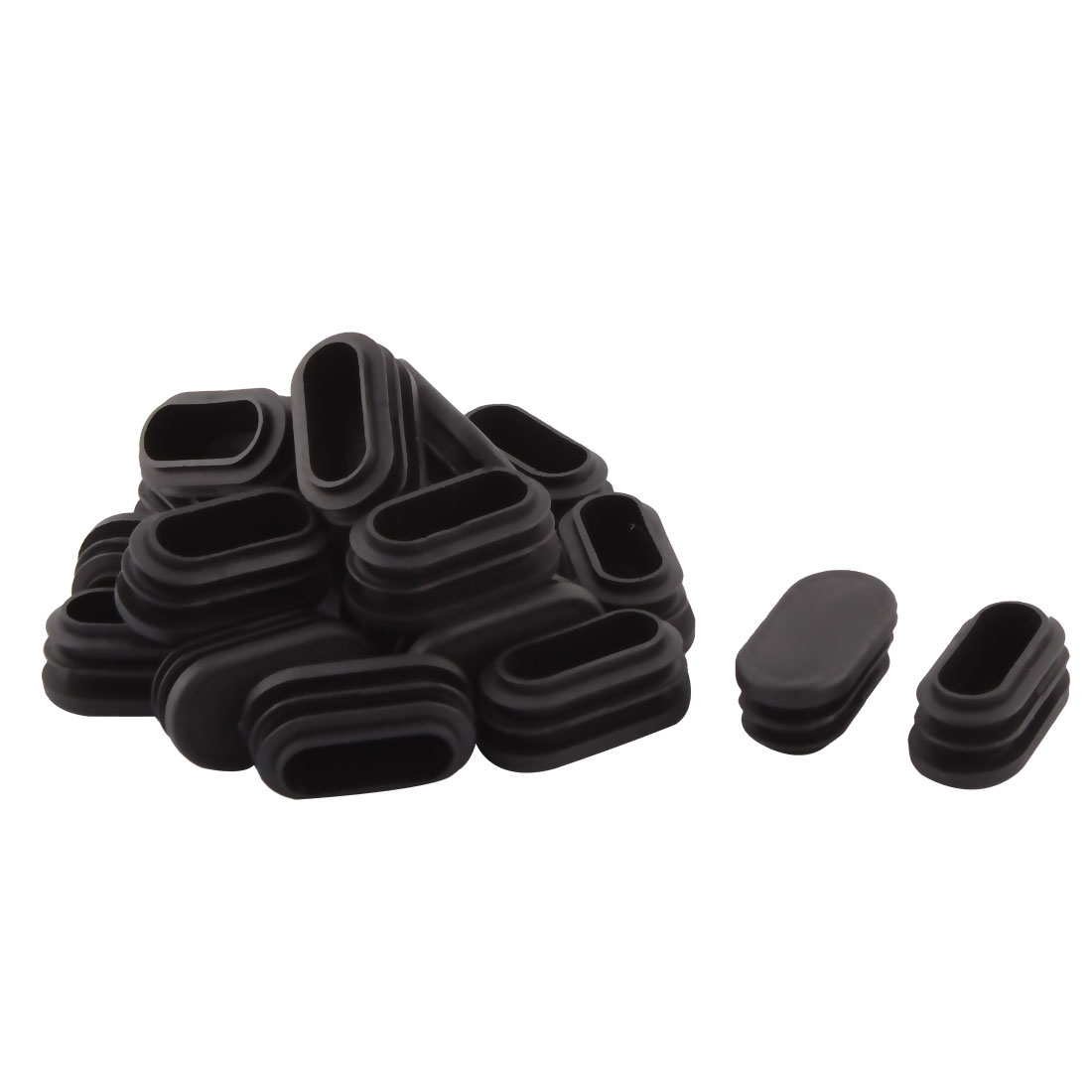 Plastic Rectangular Shaped Chair Leg Tube Pipe Insert Black 4 x 2cm 20