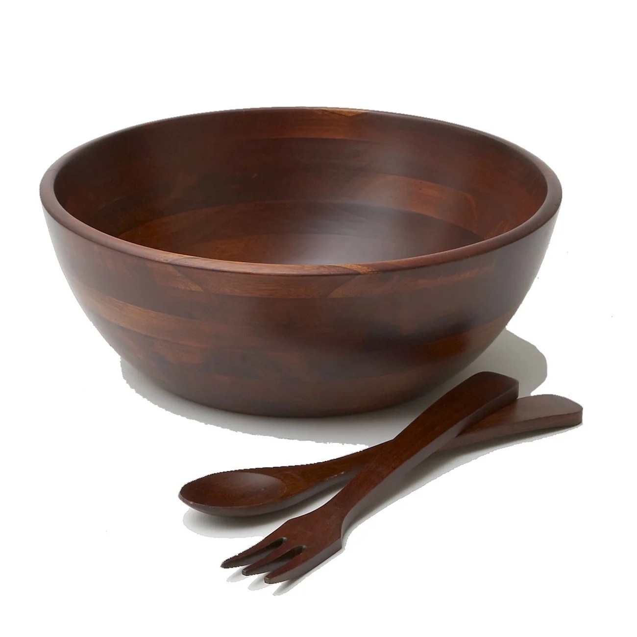 3 Piece Wood Salad Bowl and Server Set 10 Inch