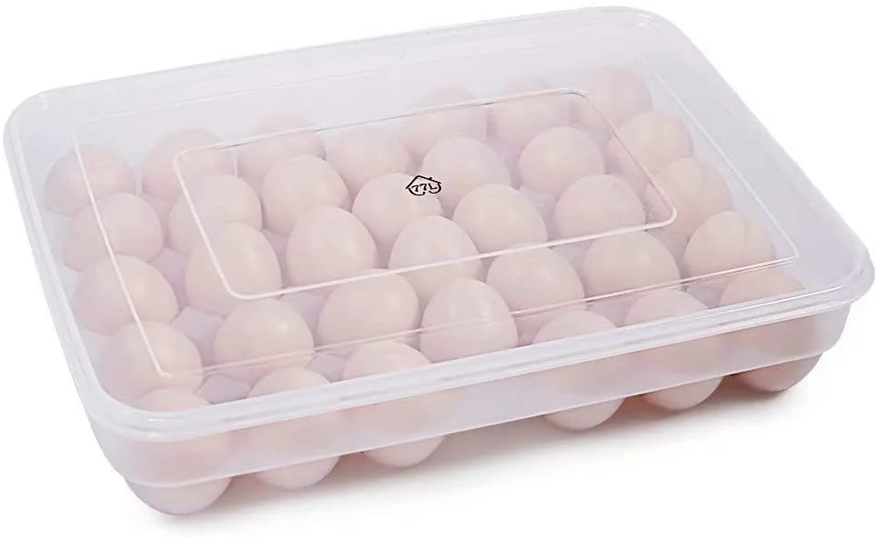 AntiSlip Plastic Egg Storage Container to Safely Store 34 Eggs