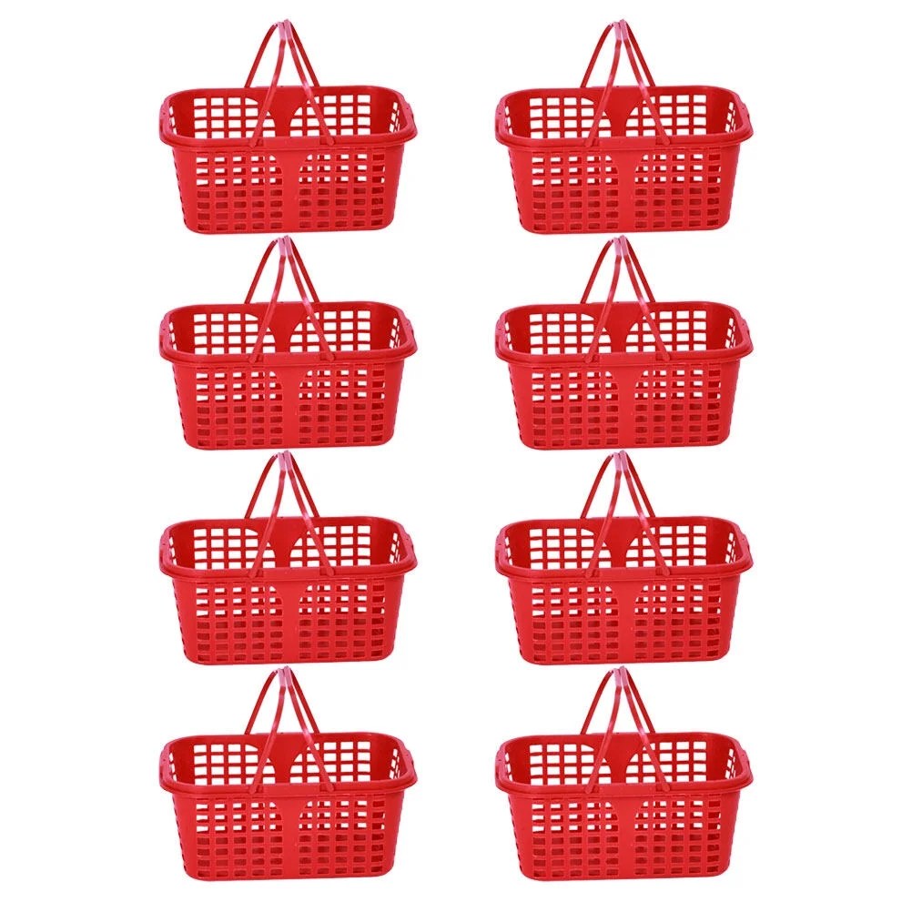 Storage basket 8Pcs Plastic Fruit Baskets Double Handles Storage