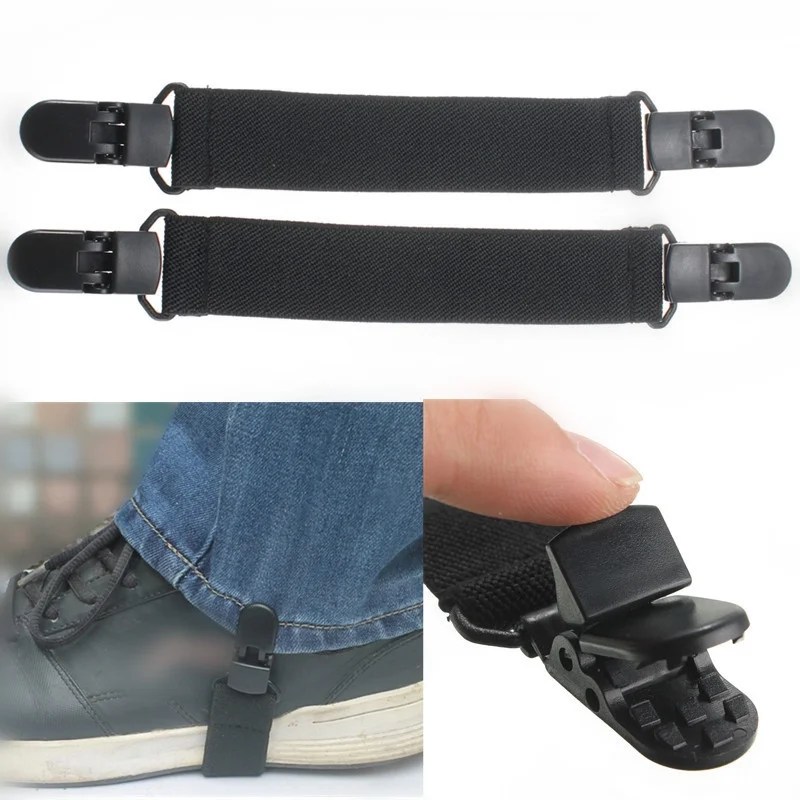2Pcs Elastic Motorcycle Biker Elastic Boot Straps Pant Clips Stirrups