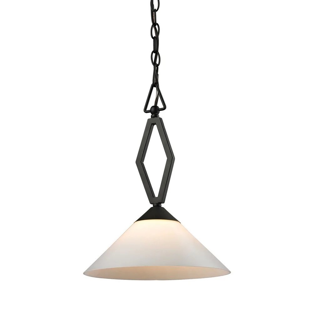 Oil Rubbed Bronze 1Light Mini Pendant With White Glass Shade Retro