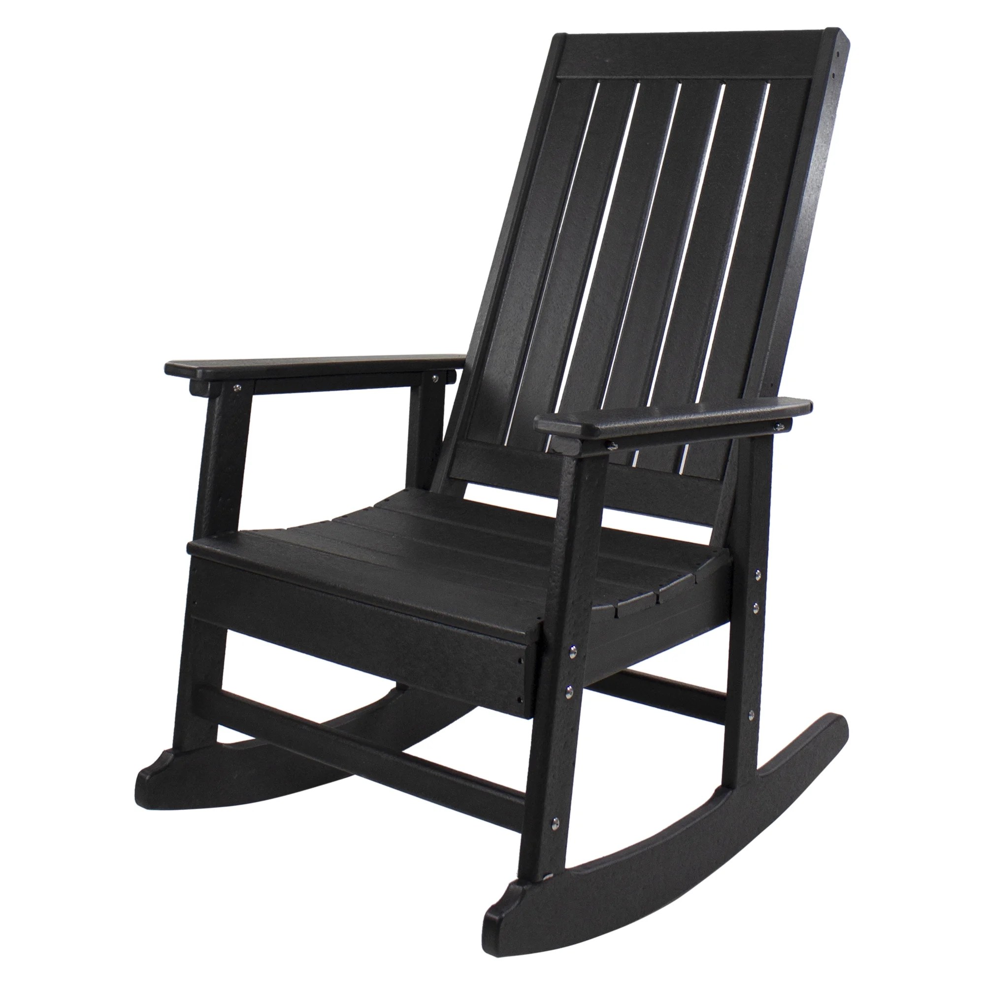 All Weather Recycled Plastic Outdoor Rocking Chair, Black