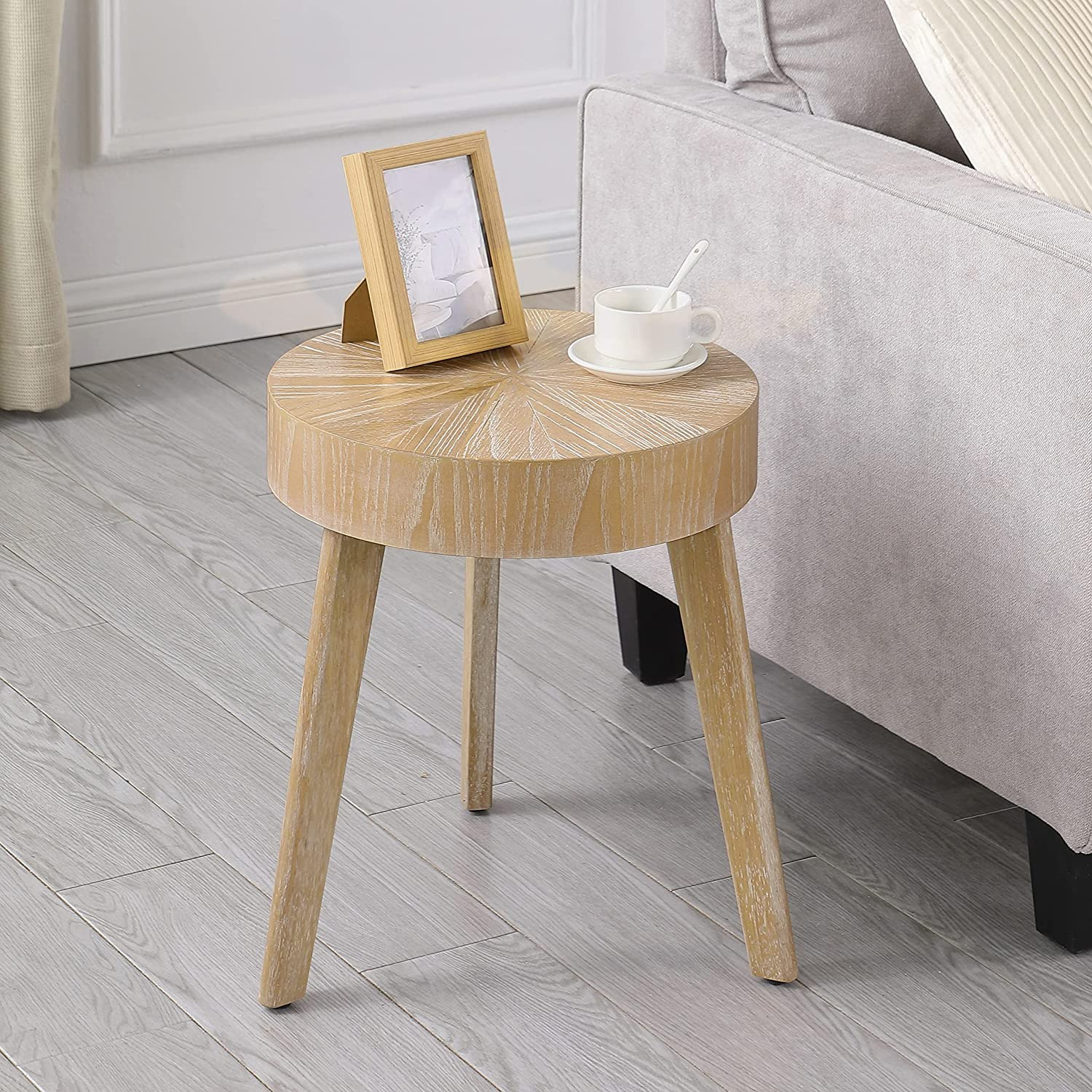 MYAY Round End Tables, Modern Small Side Table for Living Room, Solid