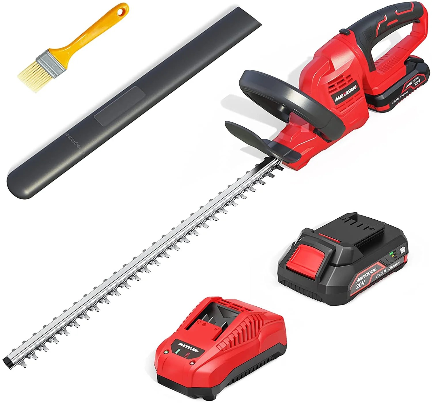 Meterk Cordless Hedge Trimmer, 20V Bush Trimmer 20Inch DualAction