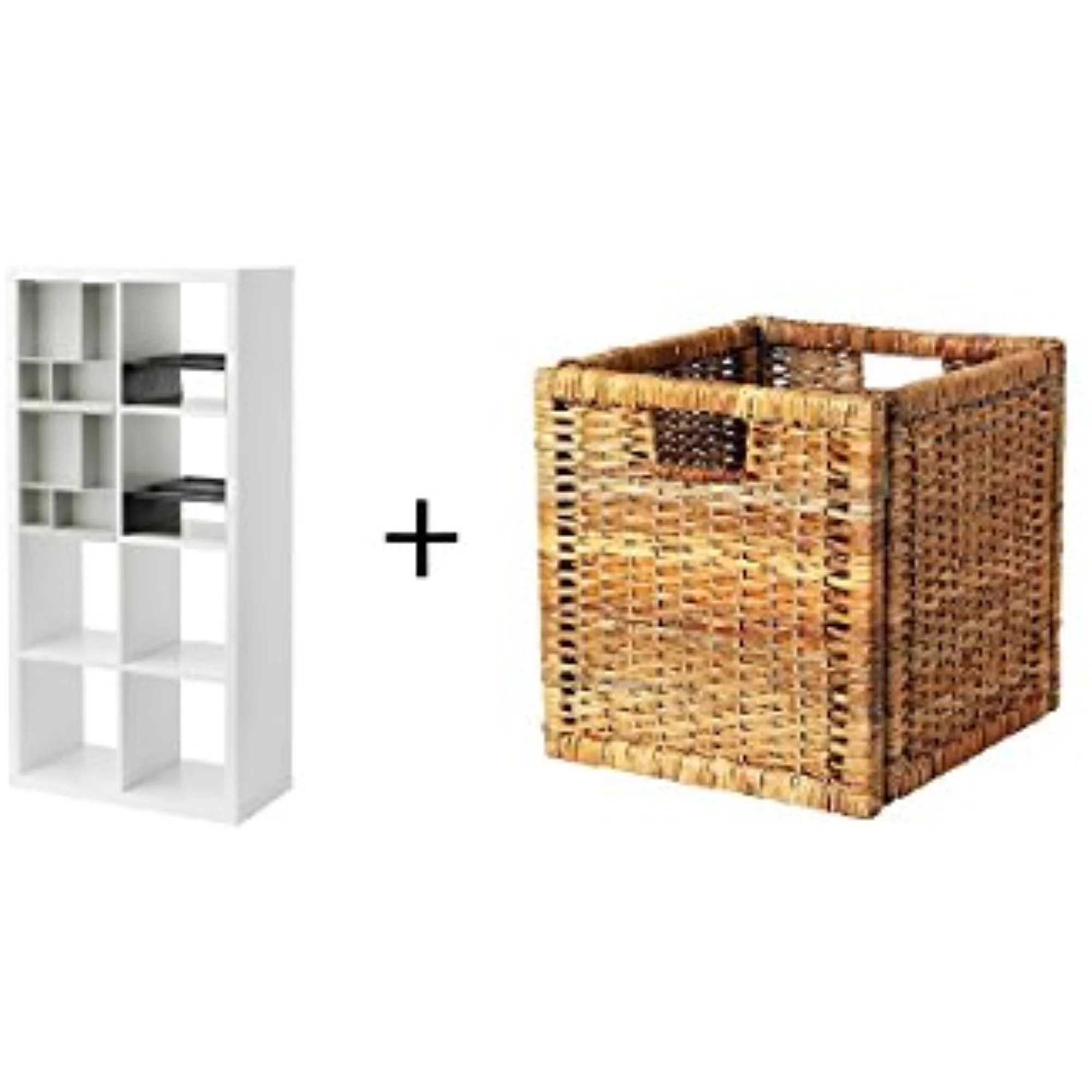 Ikea Shelf unit with 4 inserts, white 30 3/8x57 7/8 " , 2 packs Basket