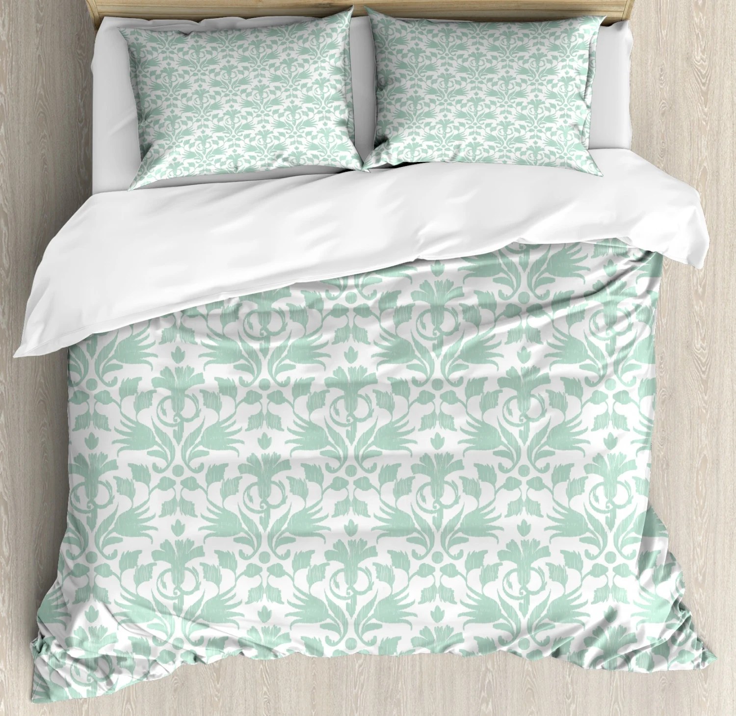 Aqua Duvet Cover Set, Sea Wave Design Like Image Round Swirls Beach