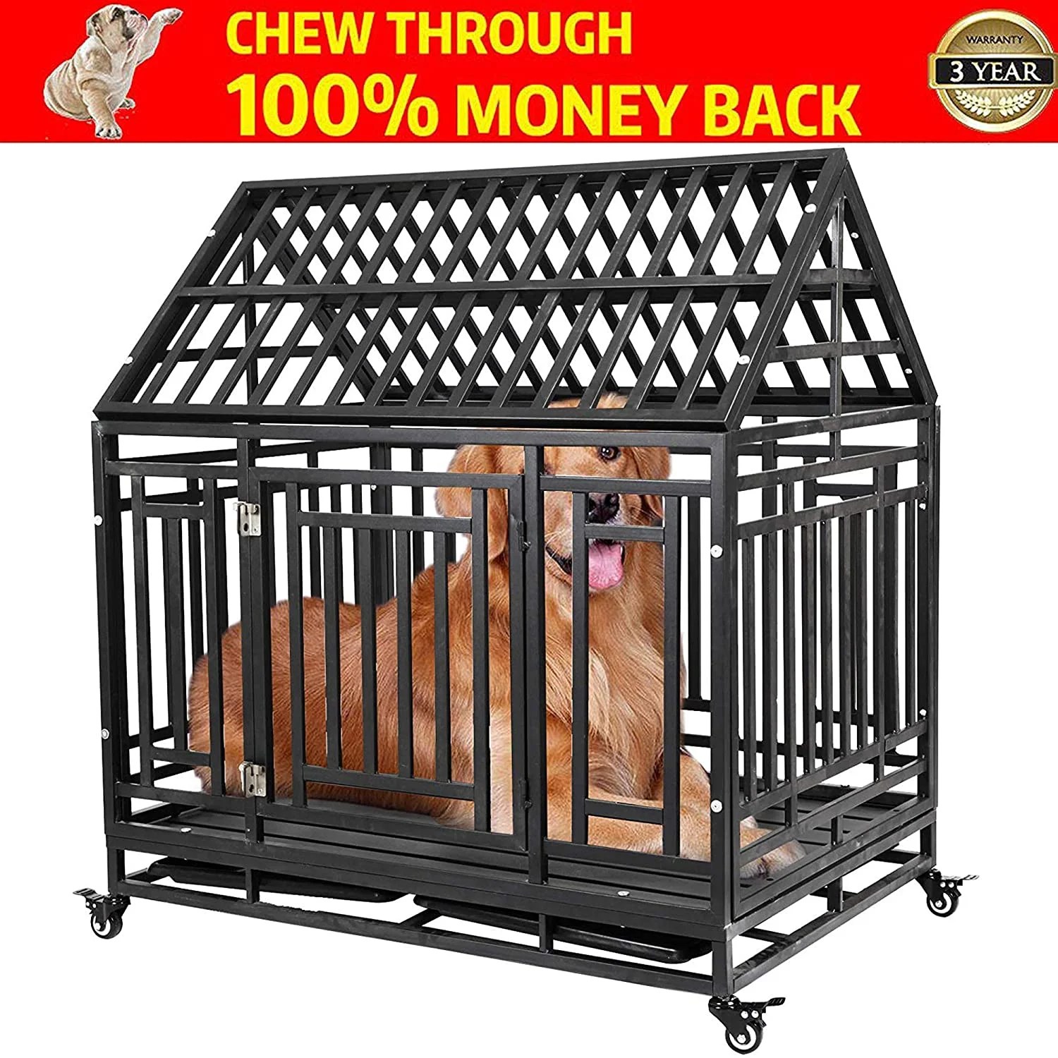enyopro Heavy Duty Dog Cage, Indoor Outdoor Pet & Animal Kennel with