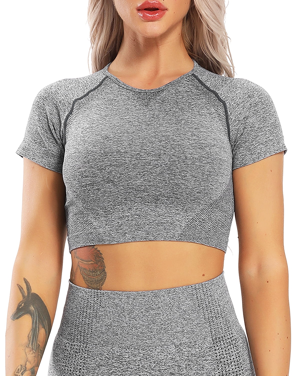 SEASUM Women Short Sleeve Yoga Top Workout Shirts Seamless Cool Dry SEASUM Women Short Sleeve Yoga Top Workout Shirts Seamless Cool Dry