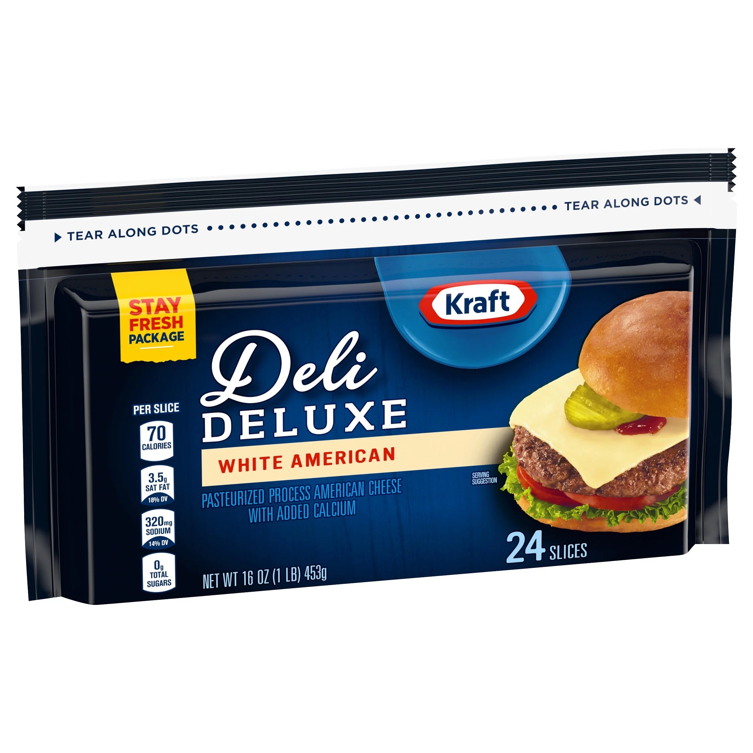 Buy Kraft Deli Deluxe White American Cheese Slices, 24 Ct Bag Online at