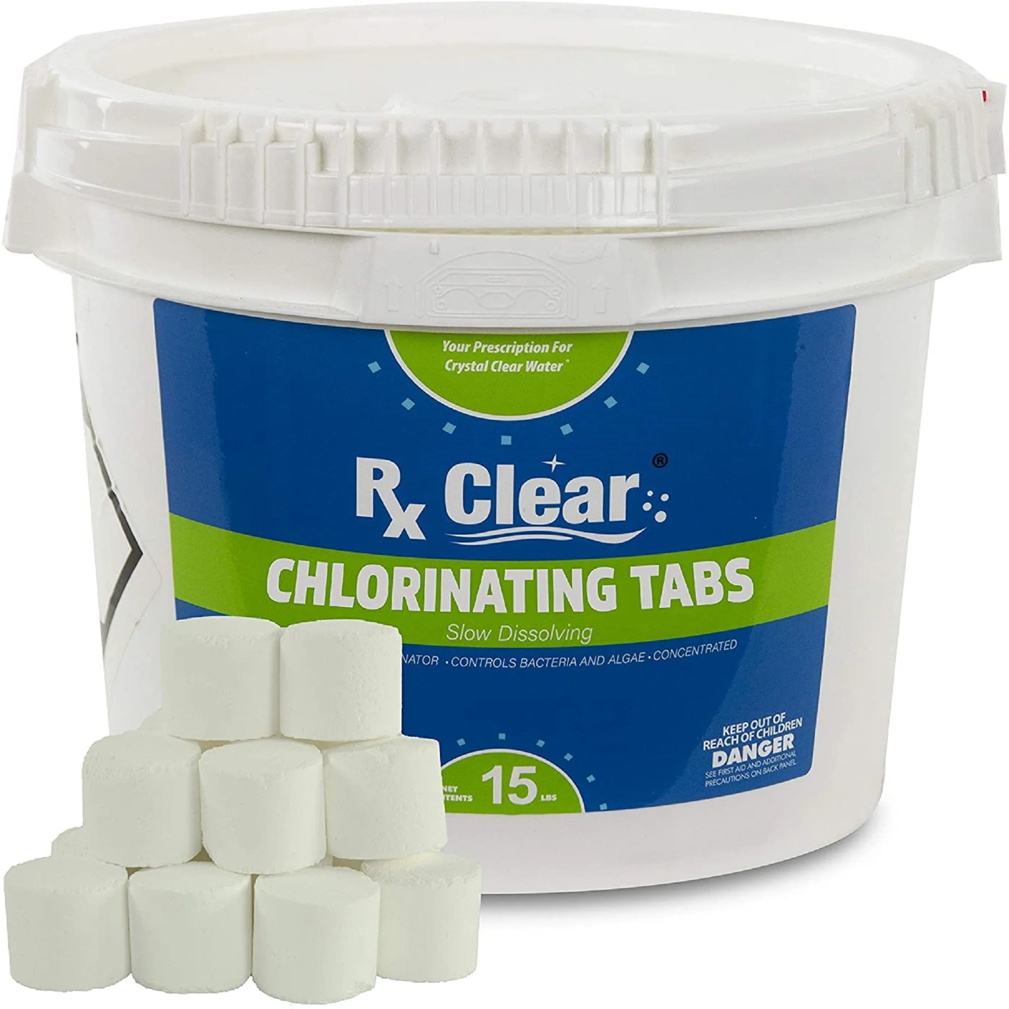 Rx Clear 1" Stabilized Chlorine Tablets 15 lb Bucket
