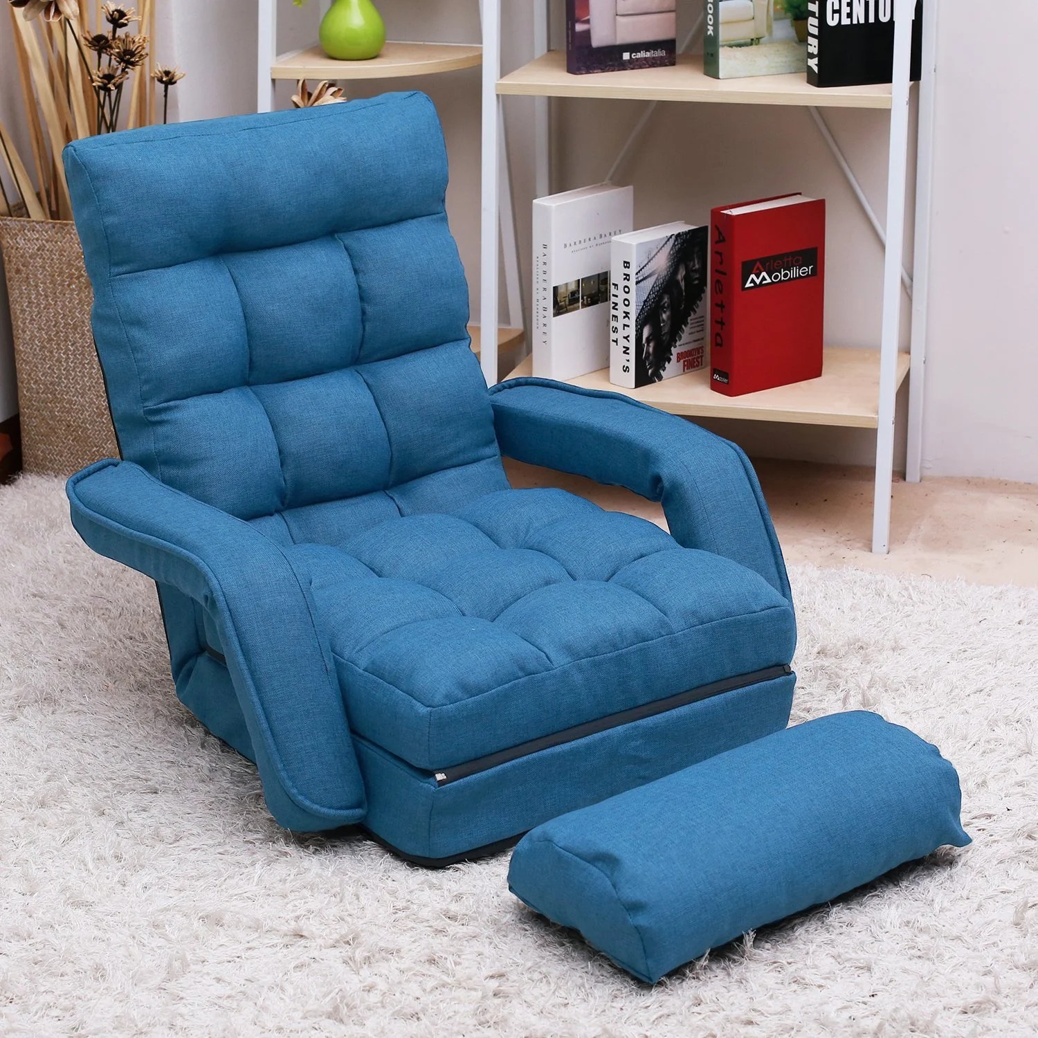 Merax Folding Lazy Sofa Floor Chair Sofa Lounger Bed with Armrests and