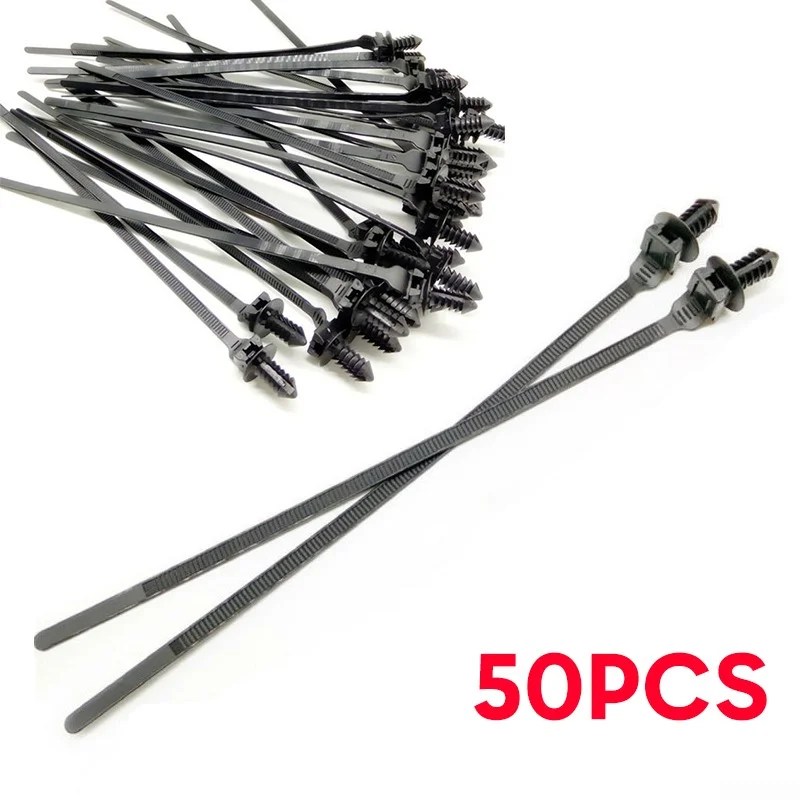 50x Nylon Cable Tie Fastener Clips Car Loom Hose Clamp Fastening Zip