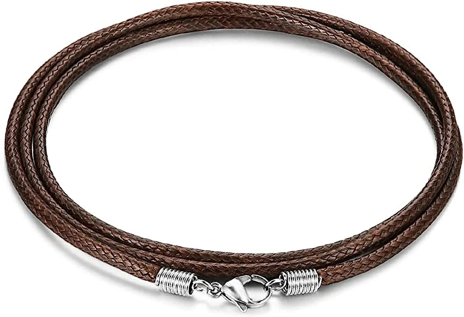 Leather Necklace Cord with Clasp, 16inch24inch Braided Rope Necklace for Men Women 316L