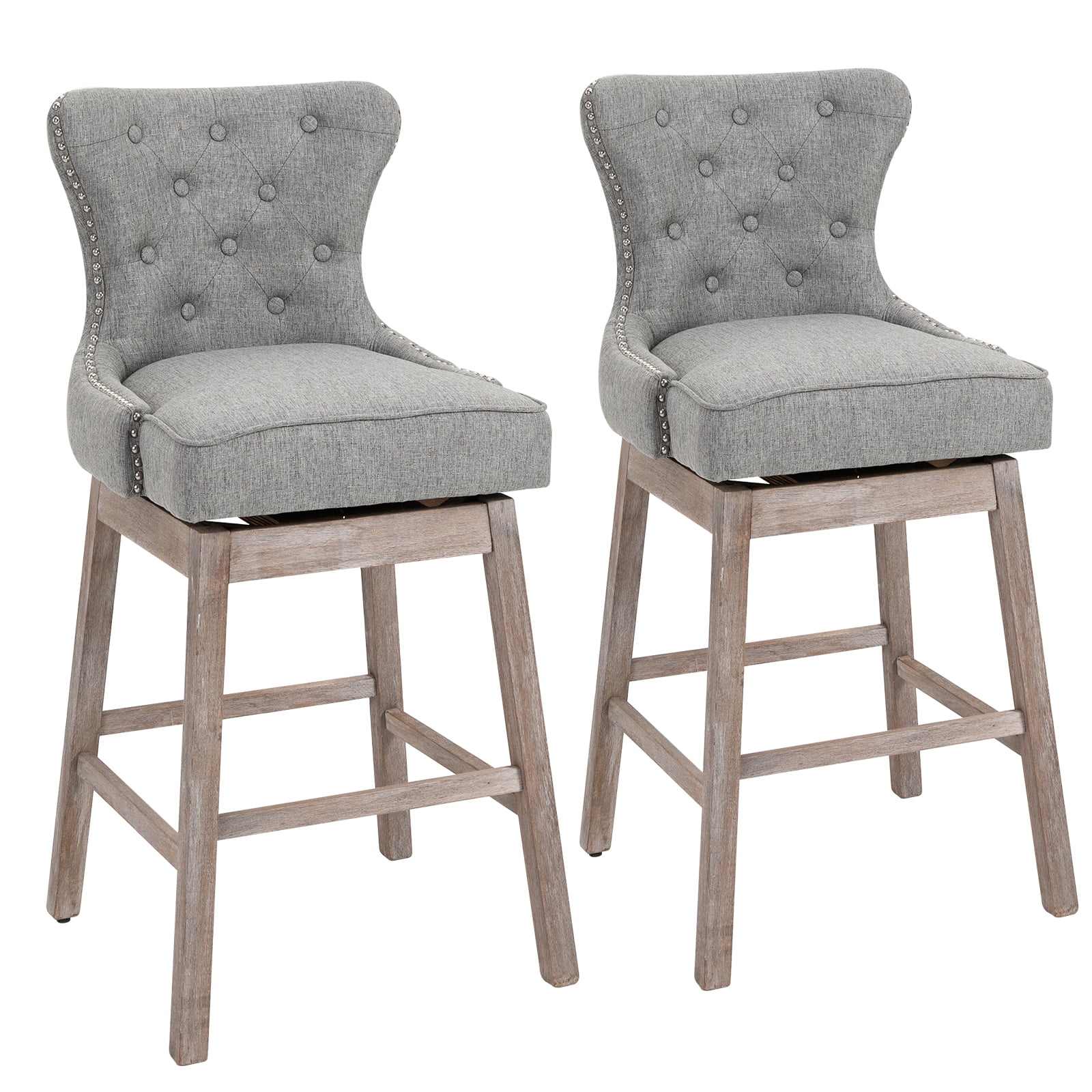 Bar Stool with Swivel, Grey, Set of 2