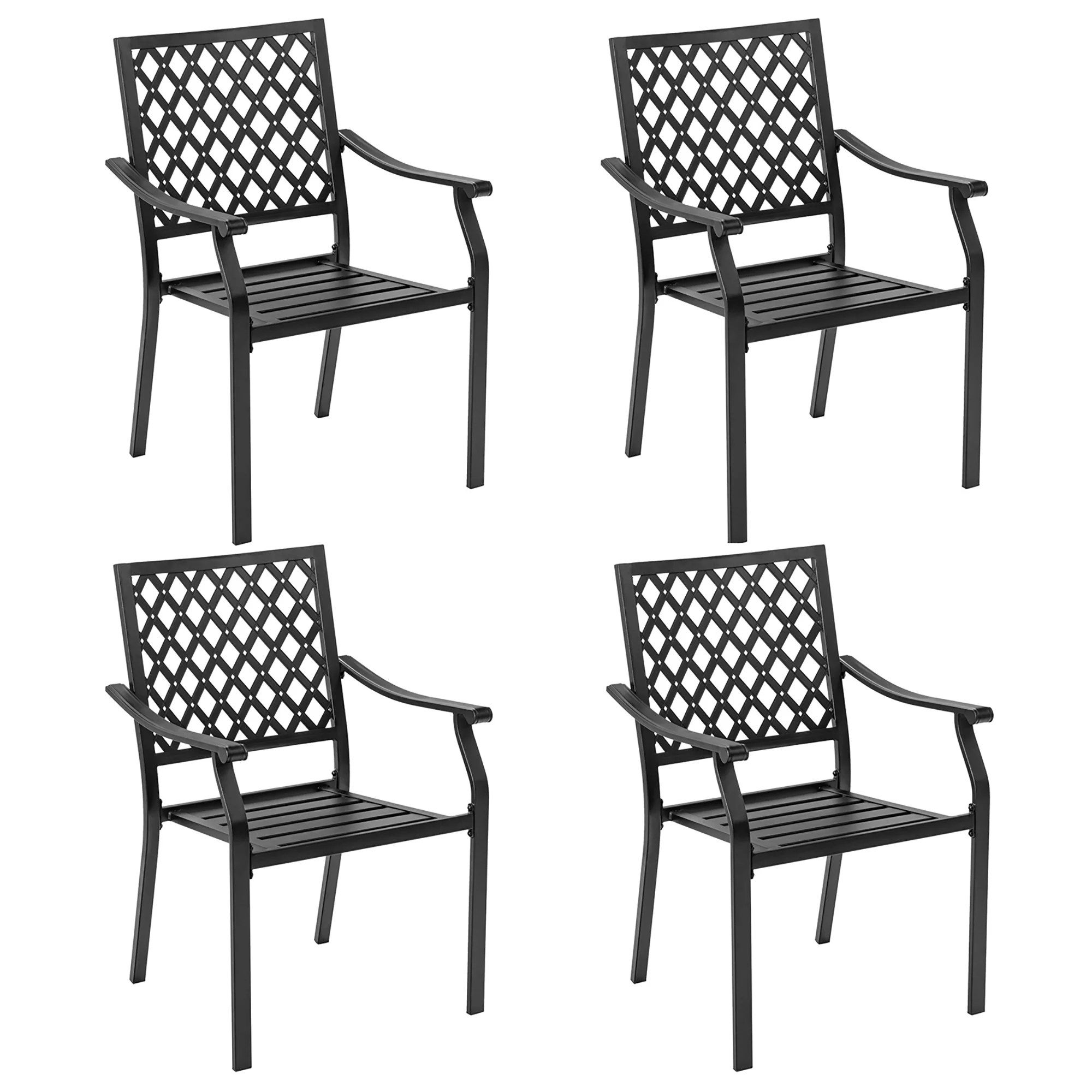 Costway Set of 4 Patio Dining Chairs Stackable Metal Slat Armreset