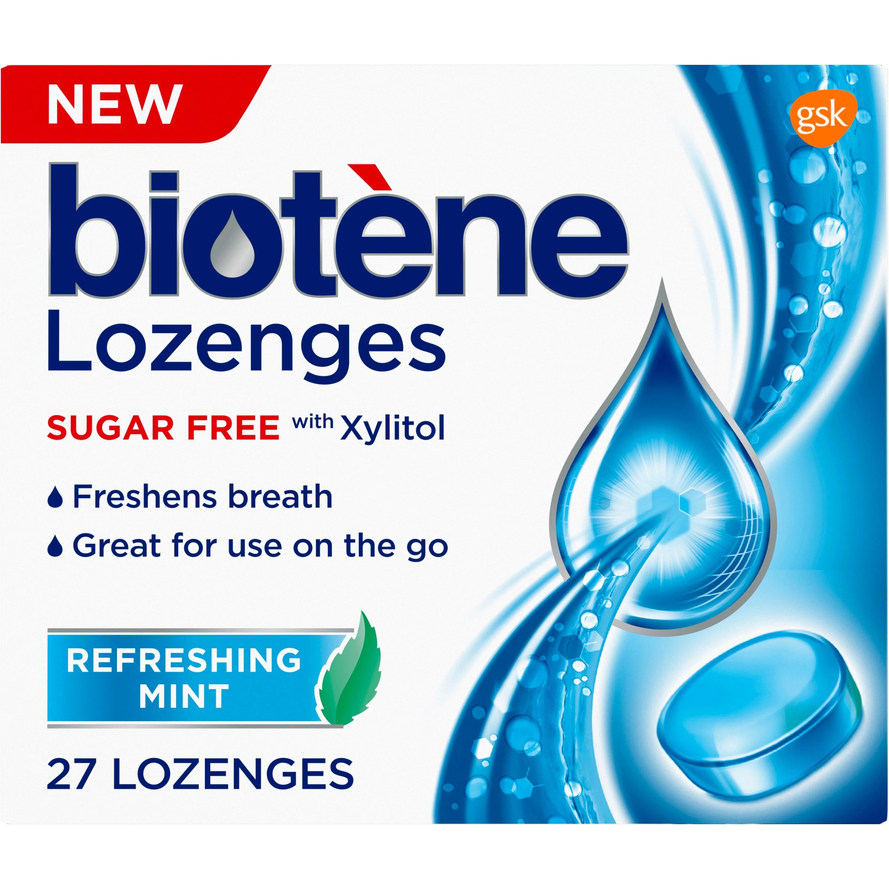 Biotene Dry Mouth Lozenges for Fresh Breath, Refreshing Mint, 27 count