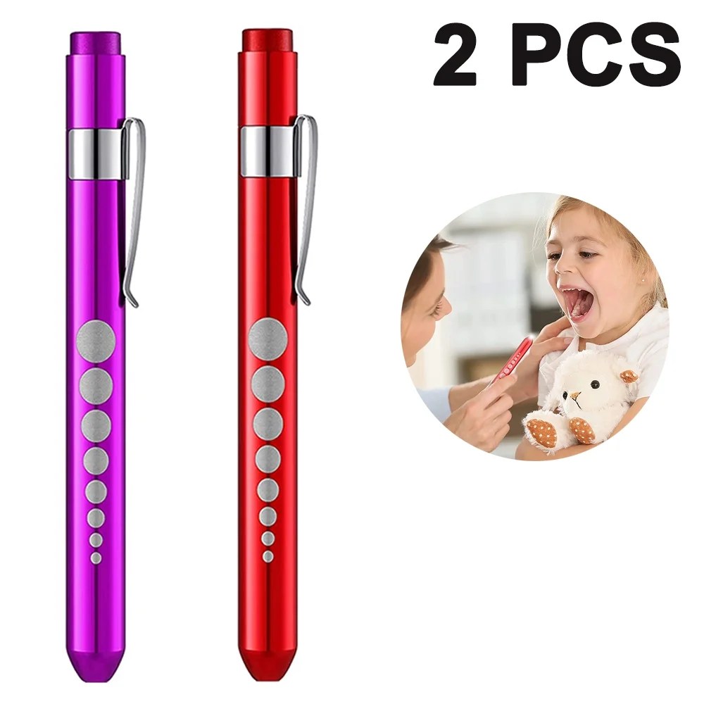 2 pcs Pen Flashlight Aluminum Alloy Pen Light LED Pen Flashlight Pen