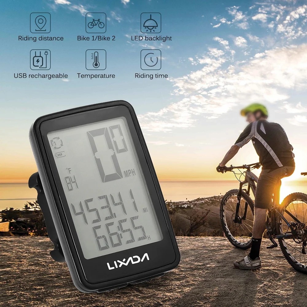 Lixada USB Rechargeable Wireless Bike Cycling Computer with Bicycle