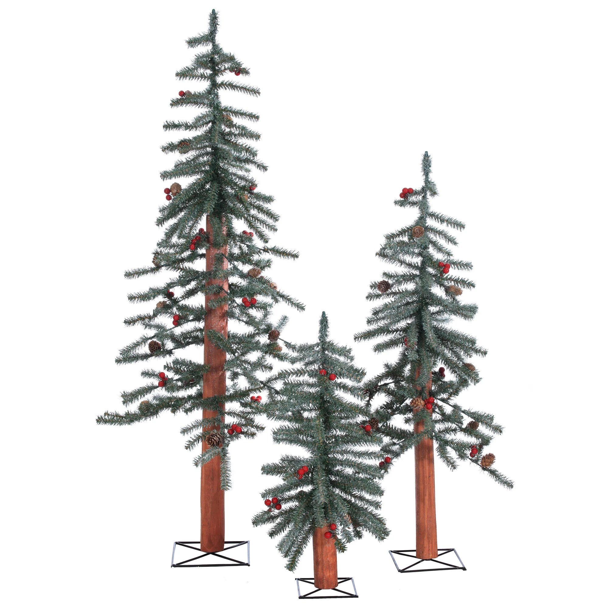 234 FT Unlit Frosted Alpine Artificial Christmas Tree (Set Of 3