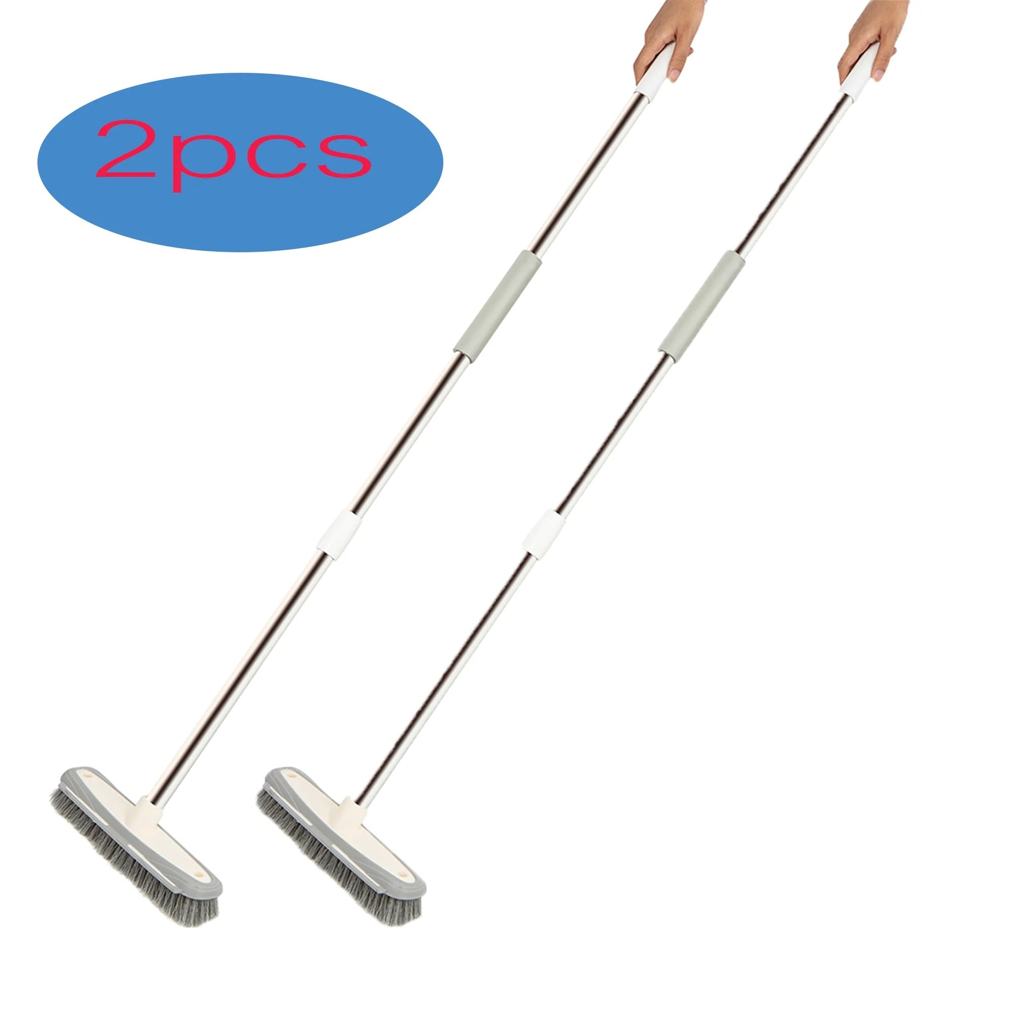 2 Pcs Multipurpose Floor Scrub Brush,Stainless Metal Handle, Scrubber