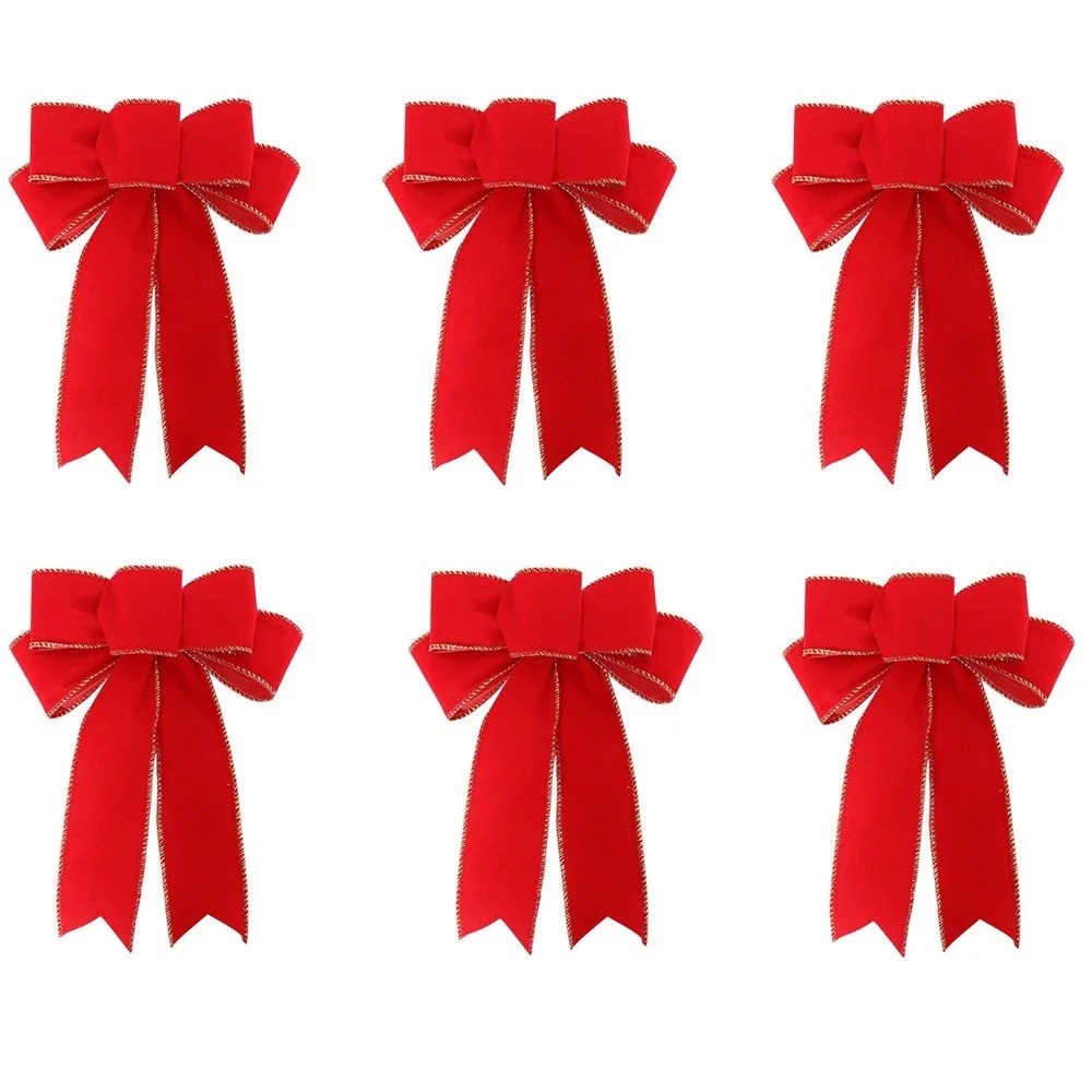 6 Pack Christmas Bows Big Christmas Bows Christmas Wreath Ribbon Bows Tree Bows Decor Burlap