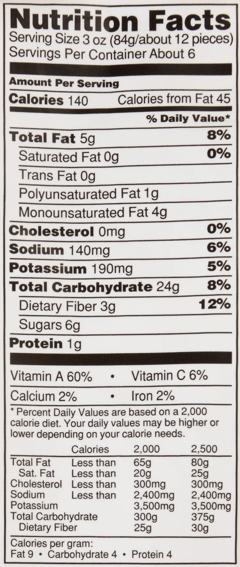 alexia sweet potato fries nutrition label
