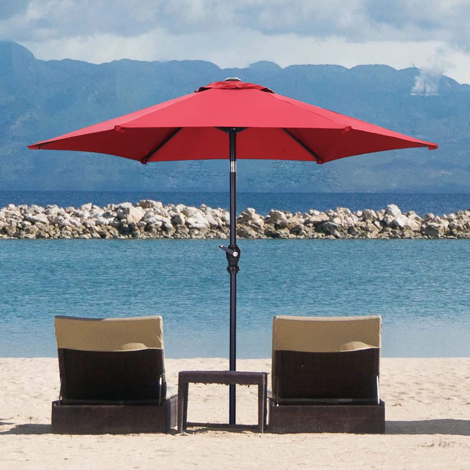 Ainfox 7.5ft Patio Umbrella Outdoor Portable Table Market Umbrella with