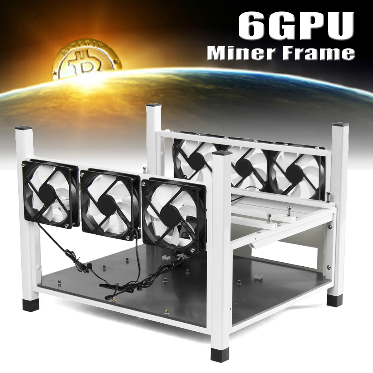 6GPU Miner Frame 6 Fans BX36 Mining Rig Aluminum Case Stackable Open