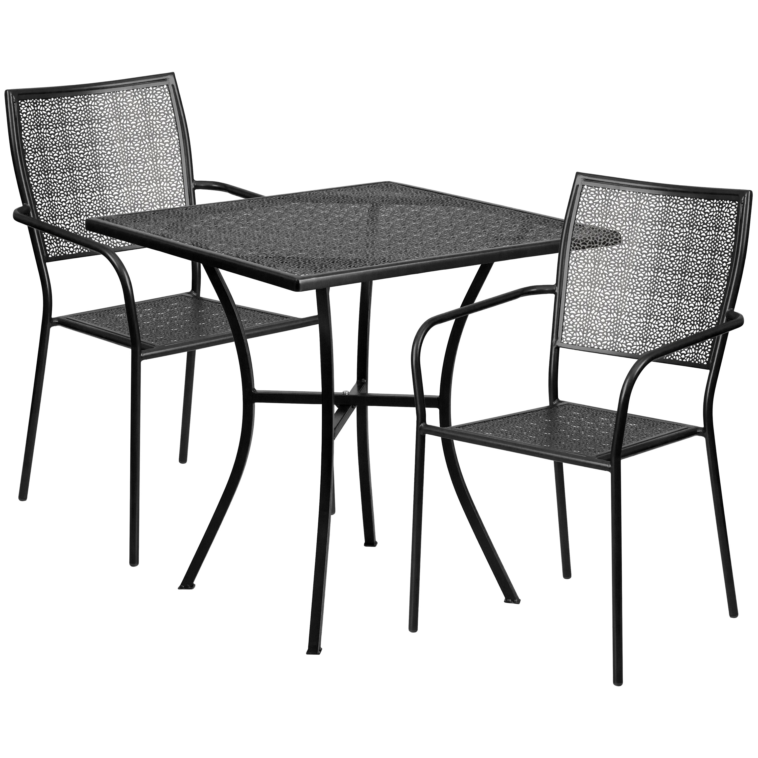 Flash Furniture 28'' Square Black IndoorOutdoor Steel